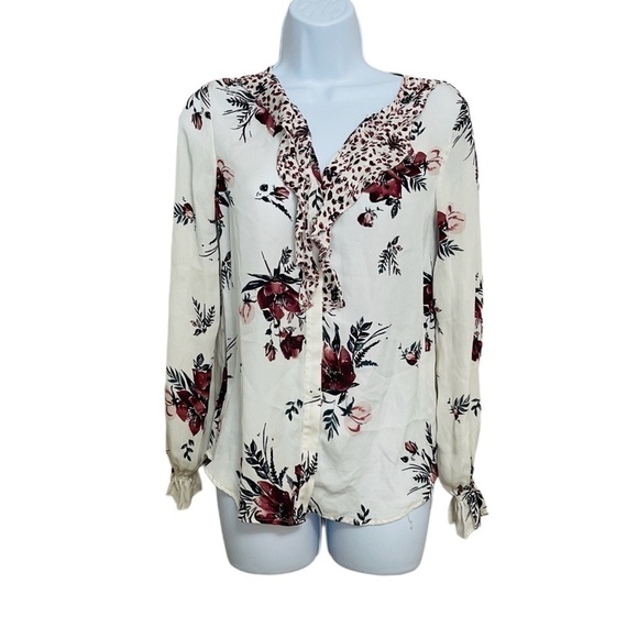 Joie 100% Silk Ruffle Button Front Blouse - Picture 2 of 5